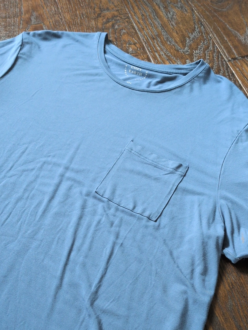 COZY EARTH I Medium Blue Bamboo Stretch-Knit Short Sleeve Pajama Tee Shirt, XL